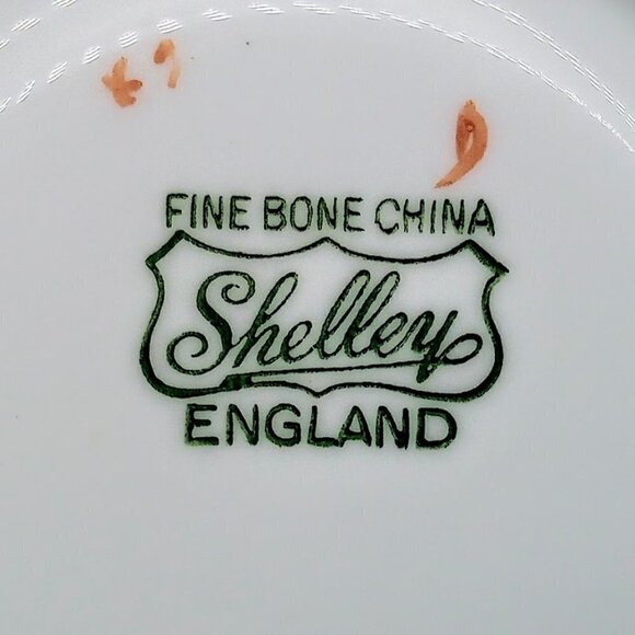 Shelley England Yellow Green Floral Fine Bone China Cup & Saucer - Picture 8 of 8